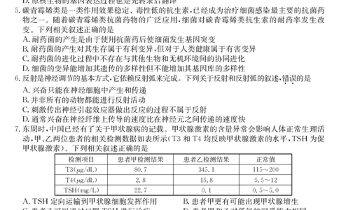 生物试卷（羽宸联考）_2025年7月_250706广西羽宸教育&middot;新课程教研联盟暨梧州市2025年春季期高二年级7月期末考试（全科）_梧州市2025年春季期高二年级7月期末考试生物