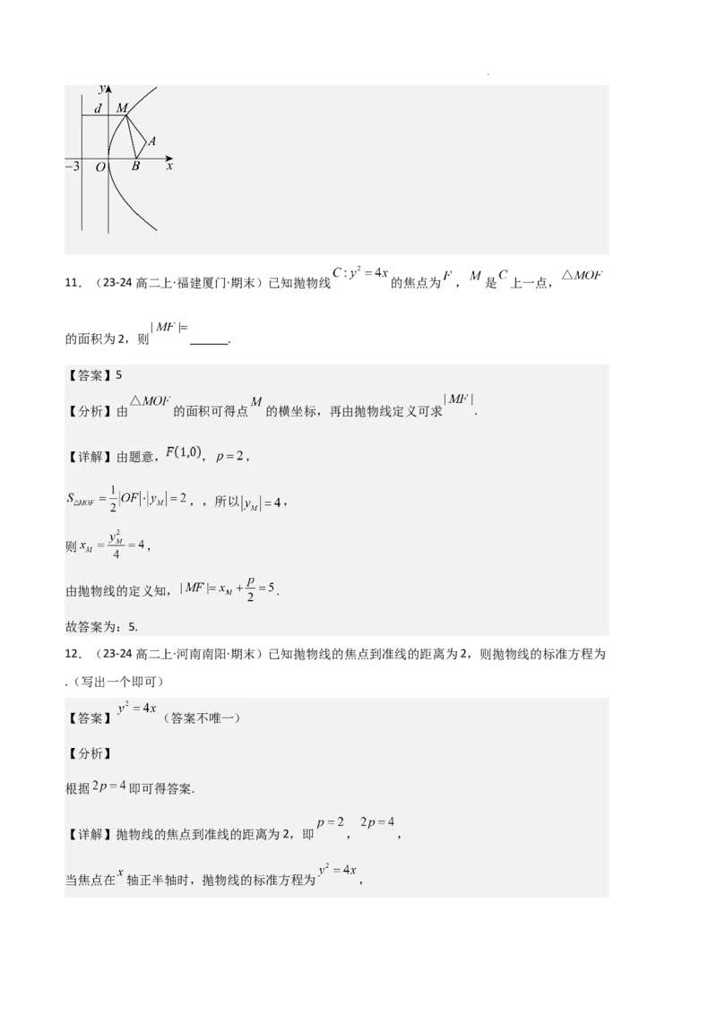专题05抛物线（2种经典基础练+4种优选提升练）解析版(1)_1多考区联考_0105好题汇编备战2024-2025学年高二数学上学期期末真题分类汇编（新高考通用）