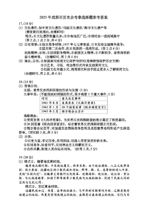 2025成都中考历史真题及答案解析_2025全国各地《中考真题试卷及答案》_2025成都中考真题及答案