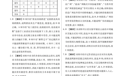 高二历史答案（2025年茂名市普通高中高二年级教学质量监测）_2025年7月_250707广东省茂名市2024-2025学年高二下学期期末教学质量监测（全科）