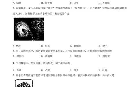 精品解析：2022年山西省太原市学业水平测试生物真题（原卷版）_中考真题_8.生物中考真题2015-2024年_2022年全国中考生物114份14