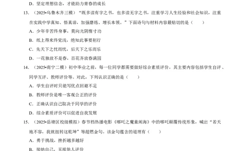 2026年中考道德与法治常考考点专题之少年有梦_162026年中考七科常考考点专题资料_007中考道法常考考点专题