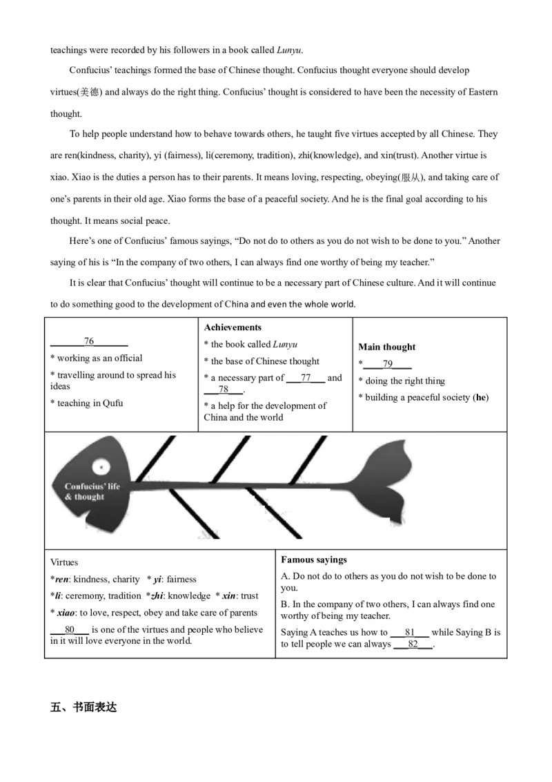 精品解析：四川省成都市2020年中考英语试题（原卷版）_中考真题_3.英语中考真题2015-2024年_2020全国多省多地中考英语真题145份_2020年中考真题精品解析英语（四川成都卷）精编word版