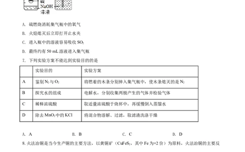 精品解析：四川省绵阳市2021年中考化学试题（原卷版）_中考真题_5.化学中考真题2015-2024年_地区卷_四川省_绵阳化学2007-2021_绵阳化学07-21