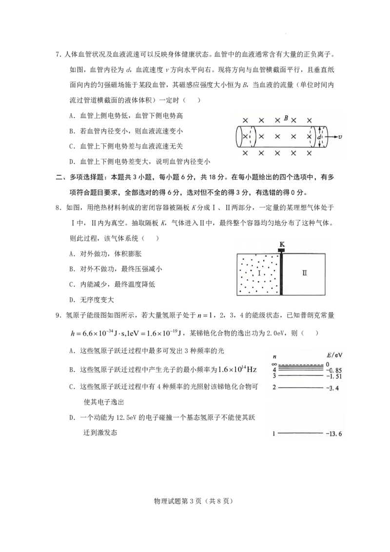 2025年高考综合改革适应性演练（八省联考）物理（陕西）_2025年1月_2501062025年高考综合改革适应性演练（八省联考）