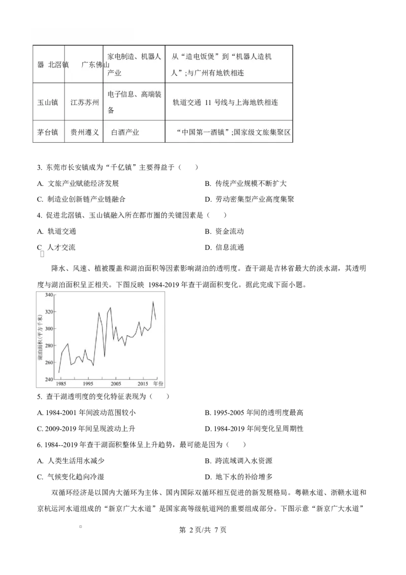 2025届广东省茂名市高三二模考试地理试题Word版无答案_2025年4月_250414广东省茂名市2025届高三下学期二模（全科）_广东省茂名市2025届高三下学期二模试题地理