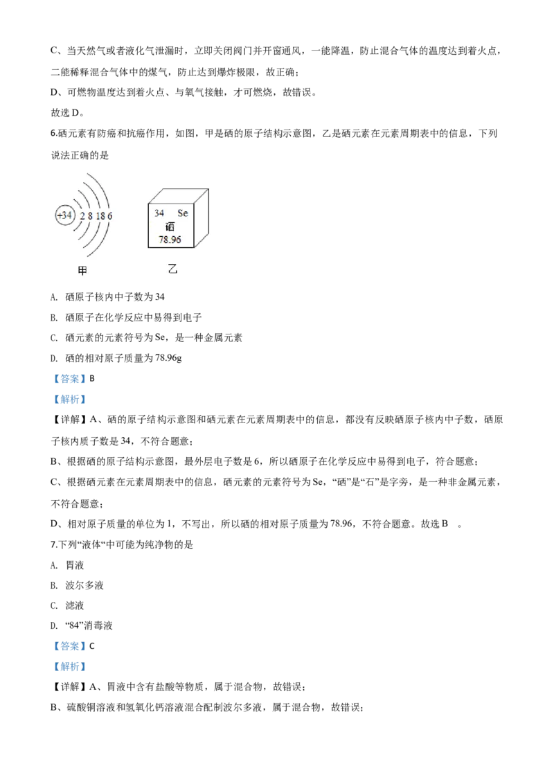 精品解析：山东省聊城市2020年中考化学试题（解析版）_中考真题_5.化学中考真题2015-2024年_2020中考化学真题（113份）_2020年中考真题精品解析化学（山东聊城卷）精编word版