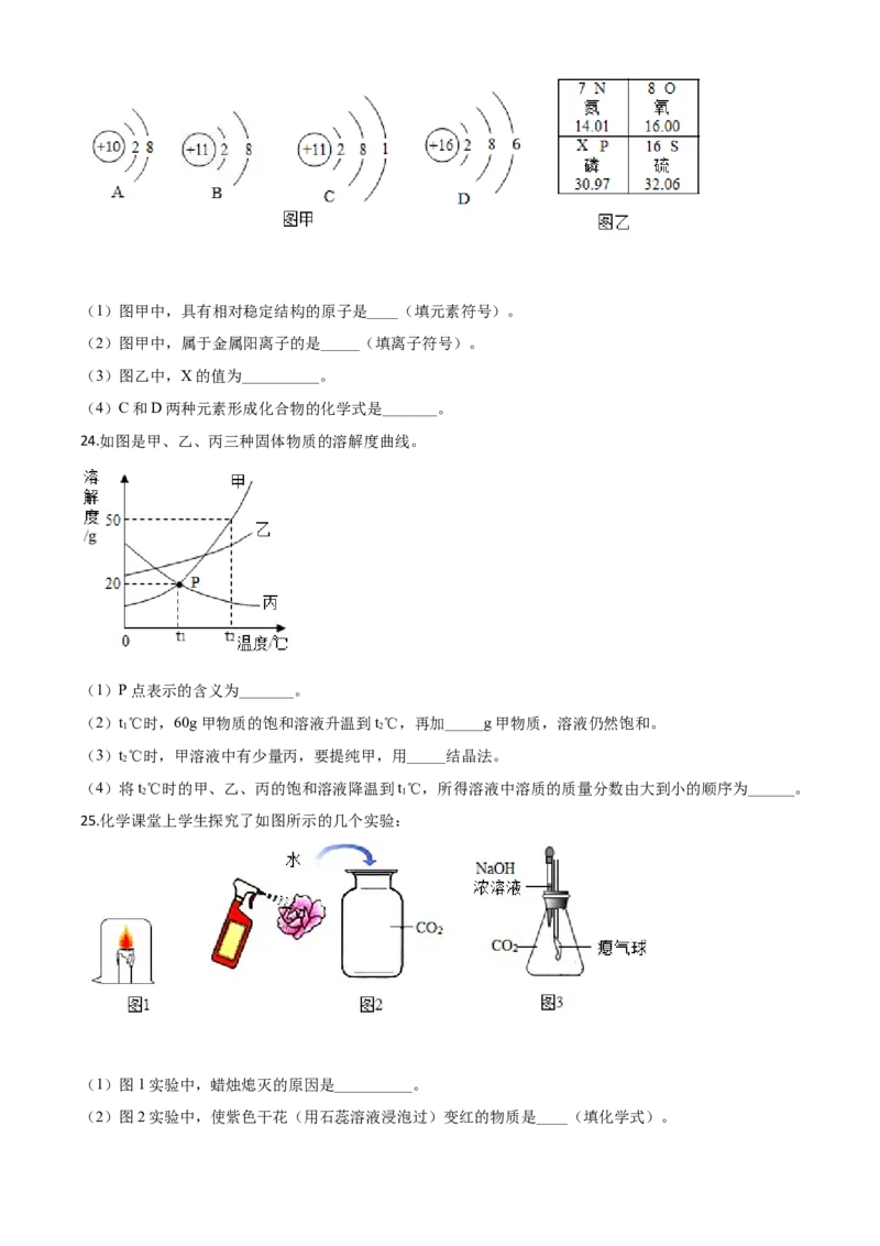 精品解析：山东省临沂市2020年中考化学试题（原卷版）_中考真题_5.化学中考真题2015-2024年_2020中考化学真题（113份）_2020年中考真题精品解析化学（山东临沂卷）精编word版