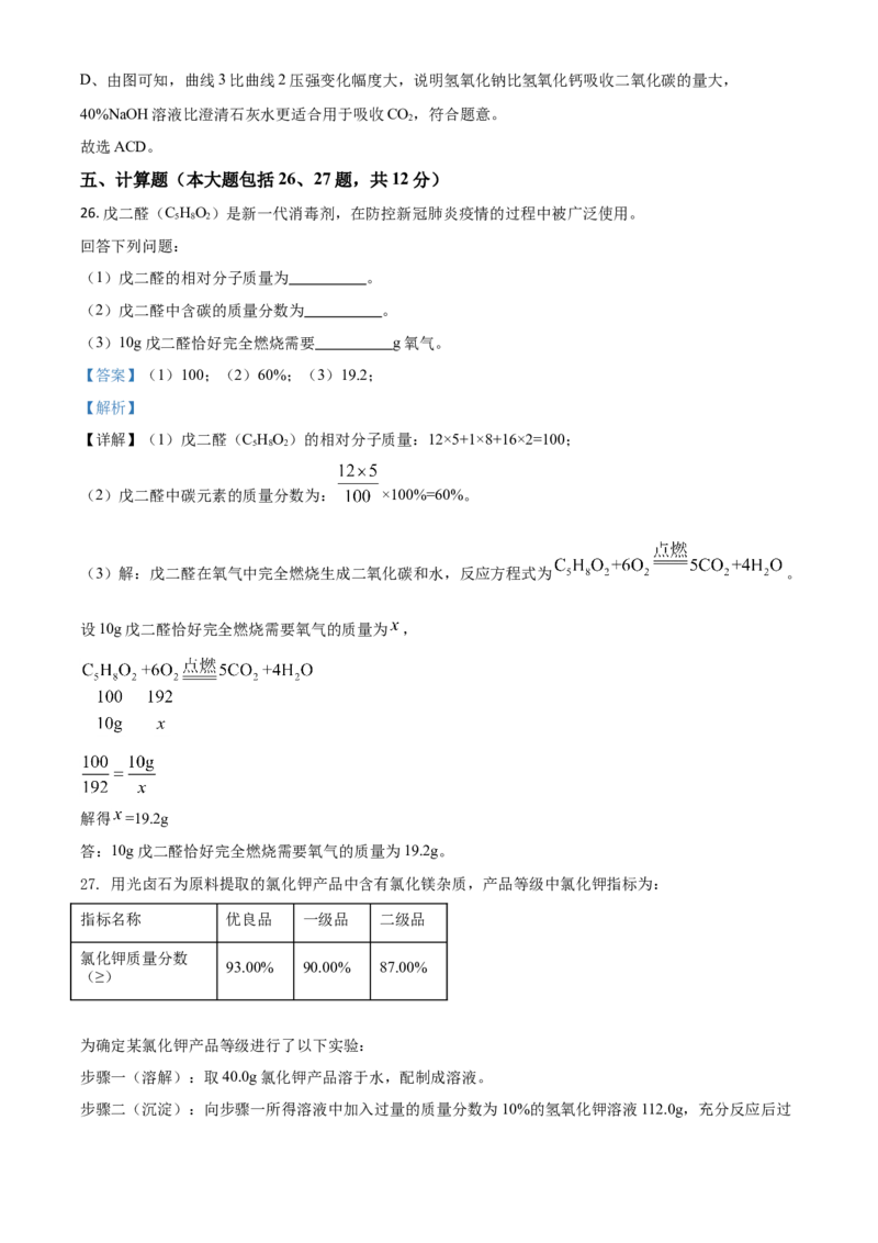 精品解析：四川省攀枝花市2020中考化学试题（解析版）_中考真题_5.化学中考真题2015-2024年_2020中考化学真题（113份）_2020年中考真题精品解析化学（四川攀枝花卷）精编word版