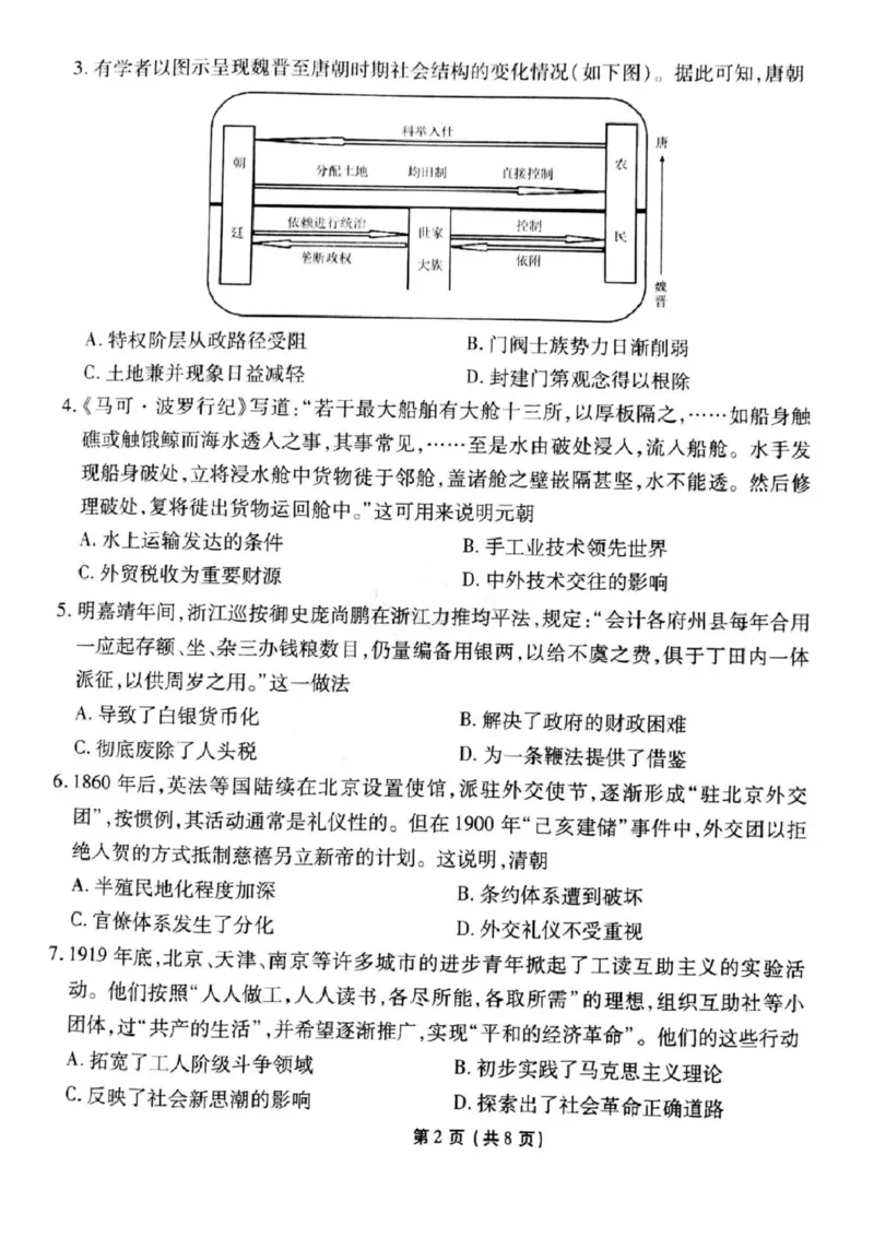 历史_2025年3月_250303衡水金卷先享调研2025年普通高等学校招生全国统一考试模拟试题（一）_衡水金卷先享调研2025年普通高等学校招生全国统一考试模拟试题（一）历史