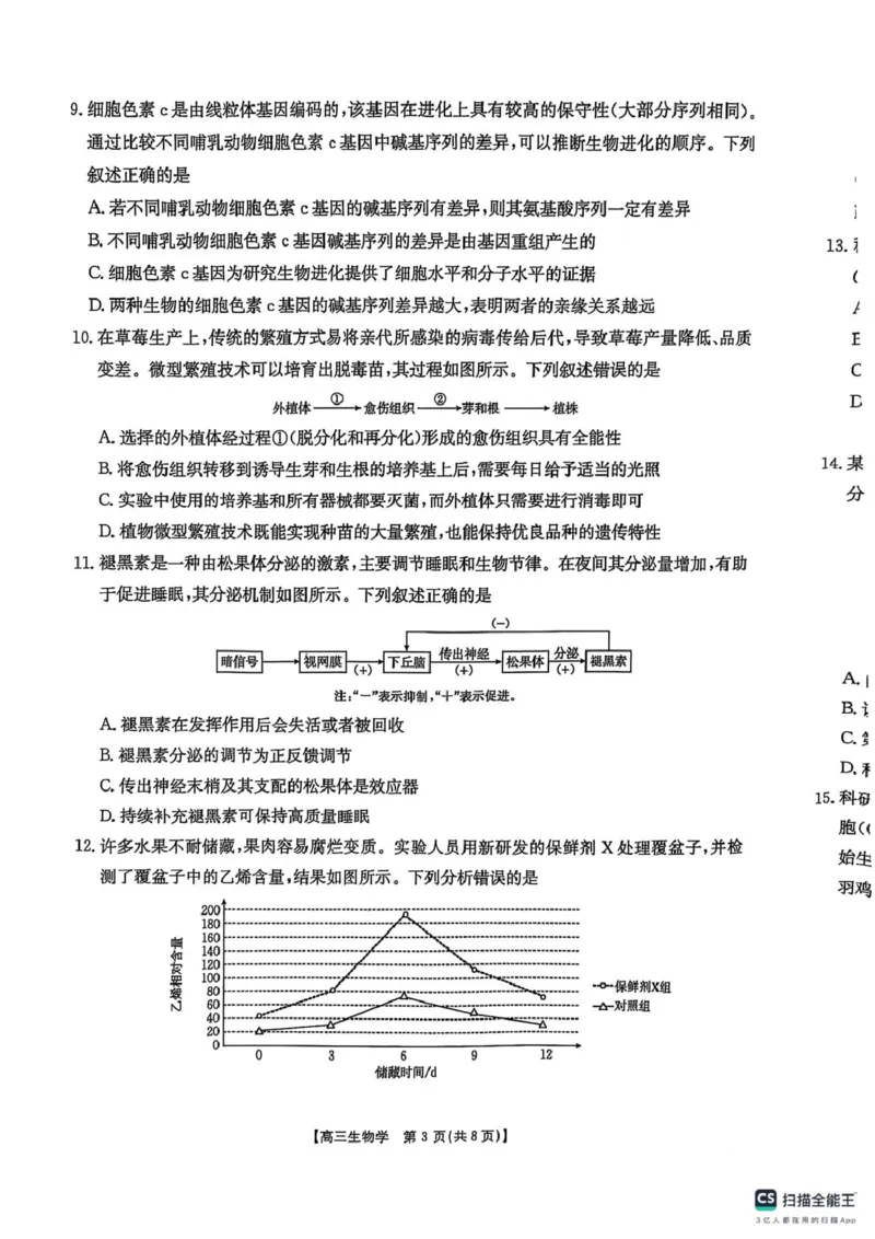 2025届陕西省商洛市高三第二次模拟生物试卷_2025年2月_250228陕西省商洛市2025届高三第二次模拟考试（金太阳358C）（全科）_陕西省商洛市2025届高三第二次模拟考试生物学