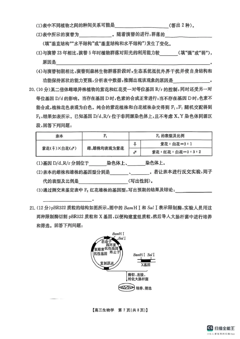 2025届陕西省商洛市高三第二次模拟生物试卷_2025年2月_250228陕西省商洛市2025届高三第二次模拟考试（金太阳358C）（全科）_陕西省商洛市2025届高三第二次模拟考试生物学