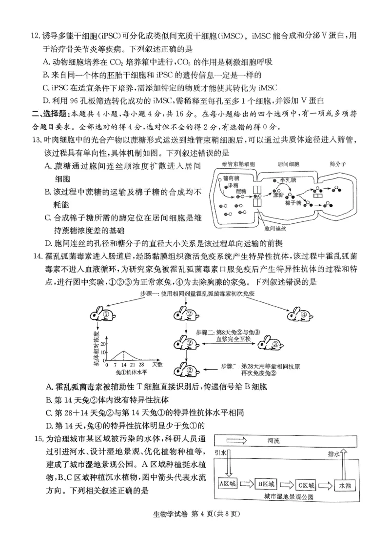 2025湖南20校一联-生物_2025年3月_2503012025届湖南省新高考教学教研联盟第一次联考_2025届湖南省新高考教学教研联盟第一次联考生物试卷（湖南省一联）（PDF版，含解析）