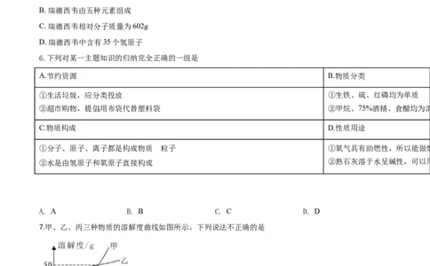 精品解析：湖北省孝感市2020年中考化学试题（原卷版）_中考真题_5.化学中考真题2015-2024年_2020中考化学真题（113份）_2020年中考真题精品解析化学（湖北孝感卷）精编word版