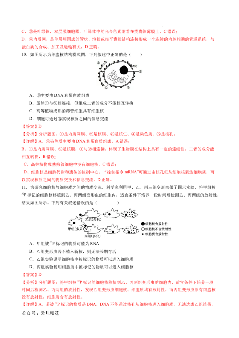 高一生物期中模拟卷03（全解全析）（新高考通用）_1多考区联考试卷_1014高一期中模拟卷（新高考通用）黄金卷：2024-2025学年高一上学期期中模拟考试