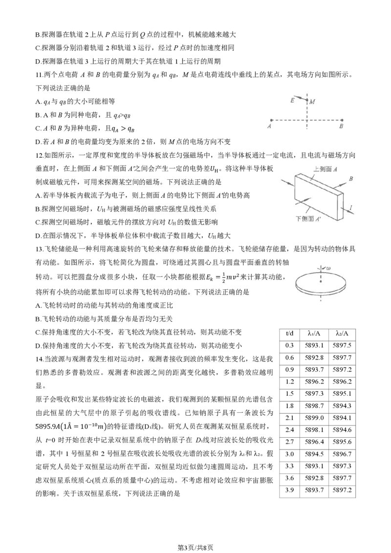 2025北京海淀高三一模物理试题及答案_2025年4月_250413北京市海淀区2025年高三一模（全科）