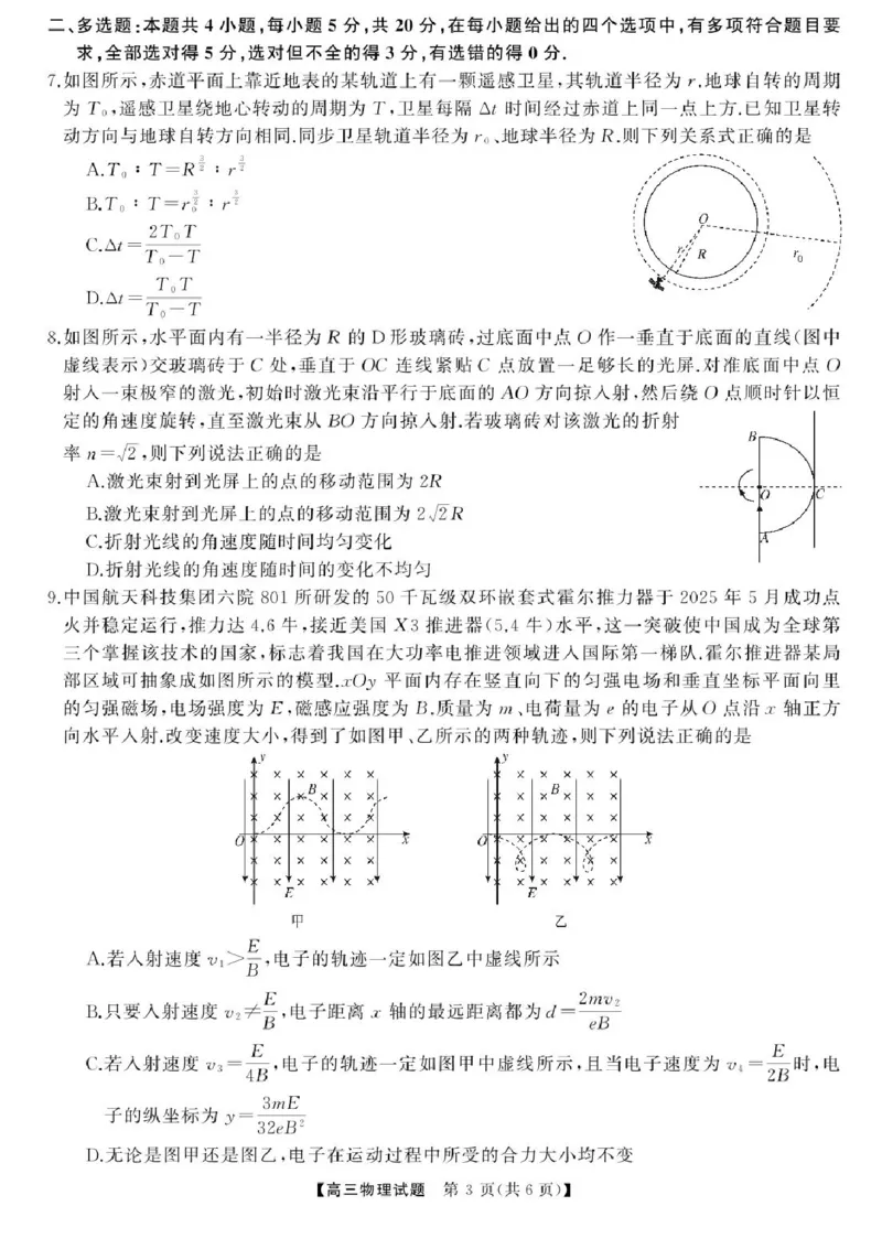 2025届湖南高三天壹冲刺压轴大联考物理试题_2025年5月_2505282025届湖南高三天壹冲刺压轴大联考（全科）