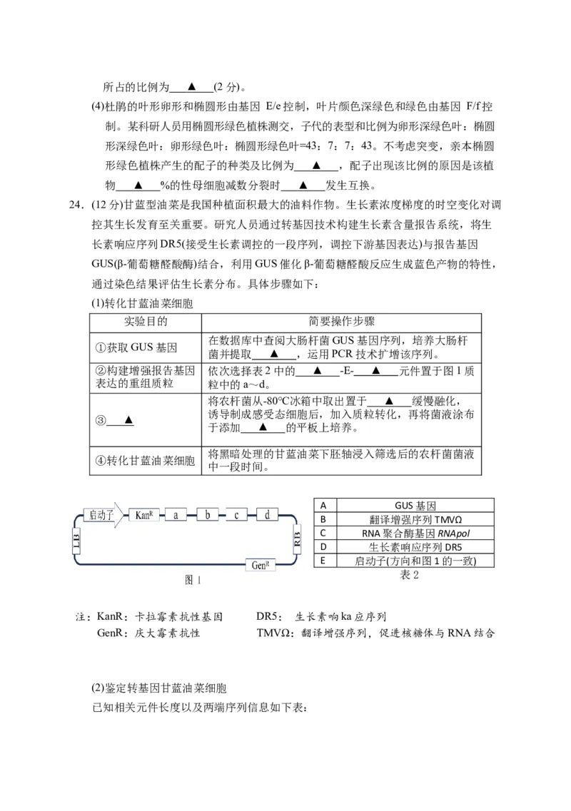 2025届江苏省盐城市高三考前指导卷生物试卷（有答案）_2025年5月_2505262025届江苏省盐城市高三考前指导卷（押题）（全科）