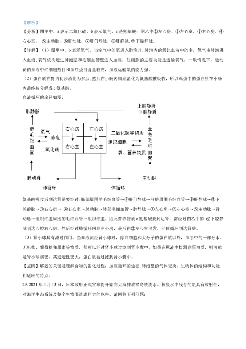 精品解析：江苏省常州市2021年中考生物试题（解析版）_中考真题_8.生物中考真题2015-2024年_2021中考生物真题64份_2021江苏省_精品解析：江苏省常州市2021年中考生物试题