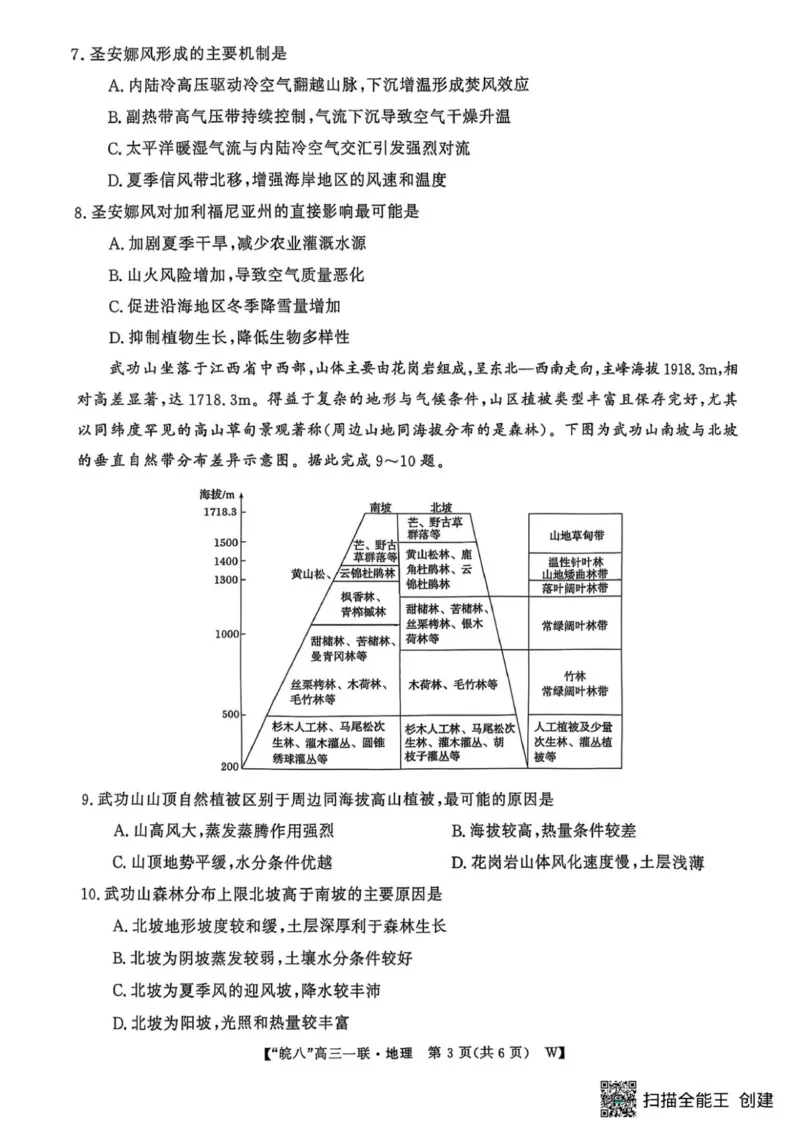 2026届皖南八校高三第一次大联考地理试卷_2025年10月_251021安徽省皖南八校2026届高三上学期第一次大联考（全科）_安徽省皖南八校2026届高三上学期第一次大联考地理试卷（含答案）