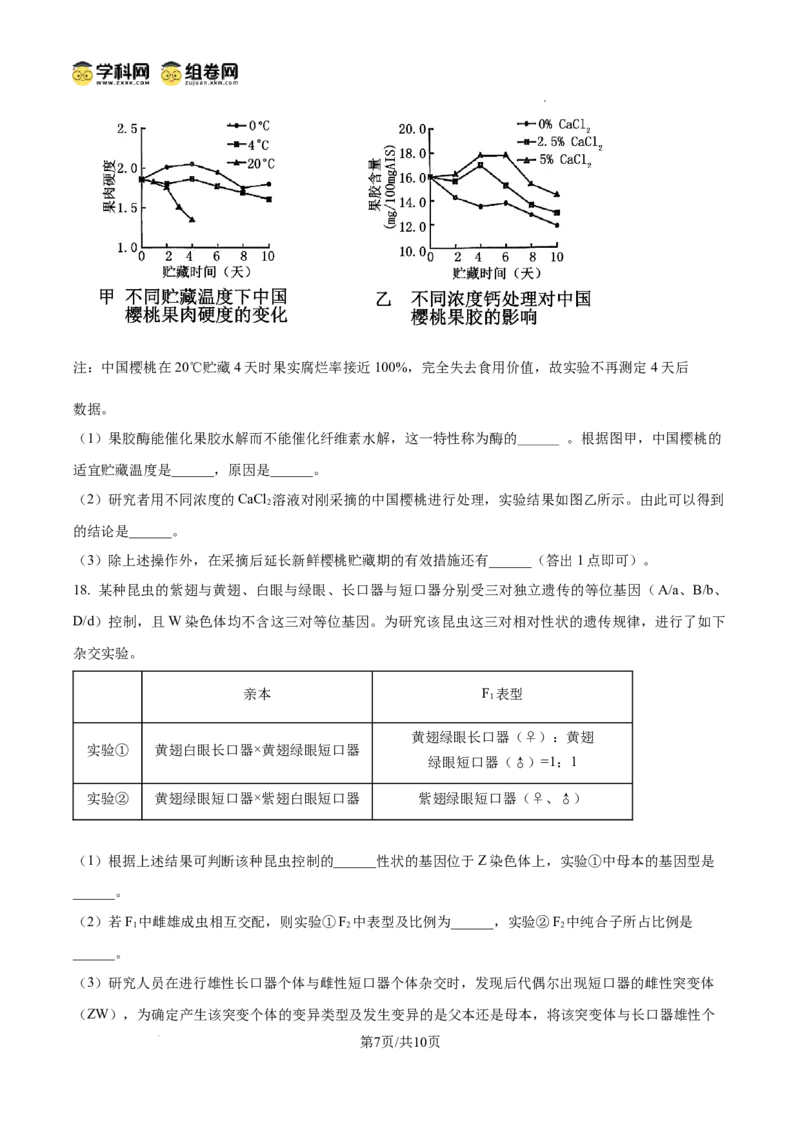 云南师范大学附属中学2024-2025学年高三下学期3月高考适应性月考卷（八）生物_2025年3月_250329云南师范大学附属中学2024-2025学年高三下学期3月高考适应性月考卷（八）（全科）