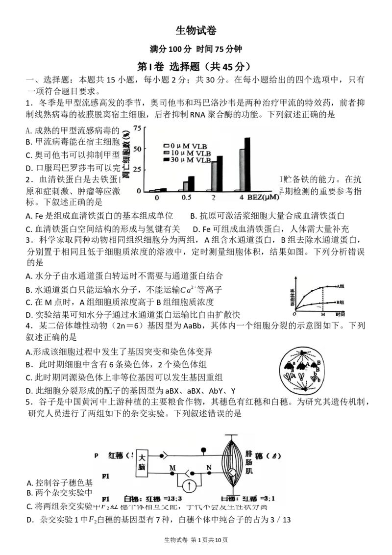 2025届黑龙江省齐齐哈尔市高三下学期二模考试生物试题（含解析）_2025年3月_250328黑龙江省齐齐哈尔市2025届高三下学期二模考试（全科）
