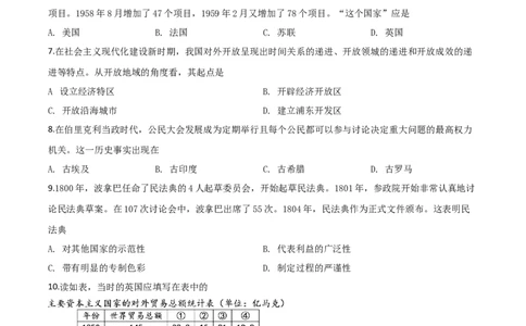 精品解析：四川省德阳市2020年中考历史试题（原卷版）_中考真题_6.历史中考真题2015-2024年_2020历史真题79份_2020年中考真题精品解析历史（四川德阳卷）精编word版