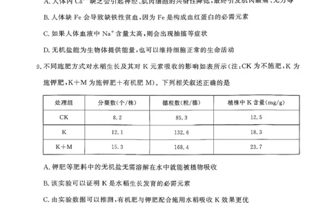 青桐鸣大联考2025-2026学年高一上学期10月月考生物试题（含答案）_1多考区联考试卷_251015青桐鸣高一10月大联考2028届普通高等学校招生全国统一考试