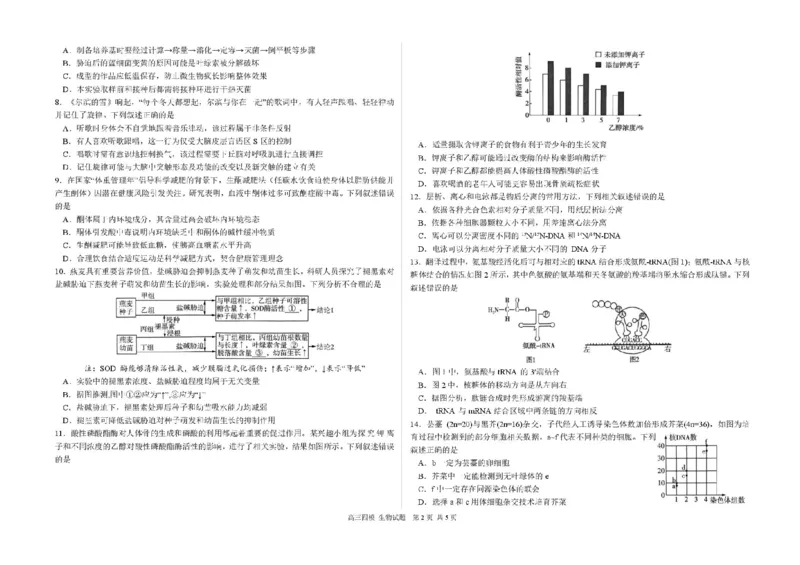 2025届黑龙江省哈尔滨市第六中学高三下学期第四次模拟考试生物试卷（含答案）_2025年5月_250514黑龙江省哈尔滨市第六中学2025届高三下学期四模（全科）