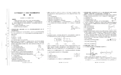 2025届陕西省汉中市高三下学期质量检测考试（二模）物理试题+答案_2025年4月_2504062025届陕西省汉中市高三下学期质量检测考试（二模）（全科）