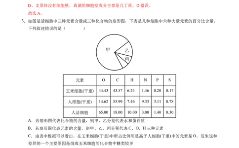高一生物期中模拟卷（全解全析）（天津专用）_1多考区联考试卷_1021高一期中模拟卷（天津专用）黄金卷：2024-2025学年高一上学期期中模拟考试