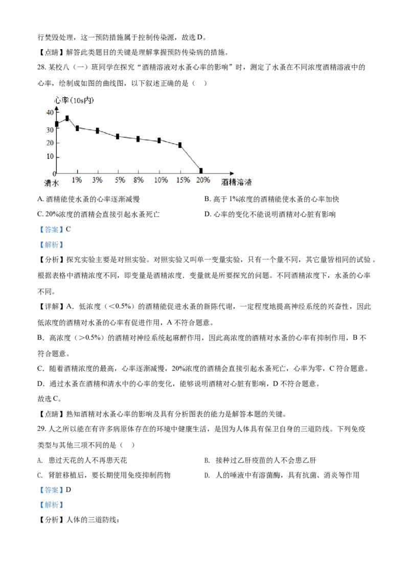 精品解析：湖南省娄底市2021年中考生物试题（解析版）_中考真题_8.生物中考真题2015-2024年_2021中考生物真题64份_2021湖南省_精品解析：湖南省娄底市2021年中考生物试题