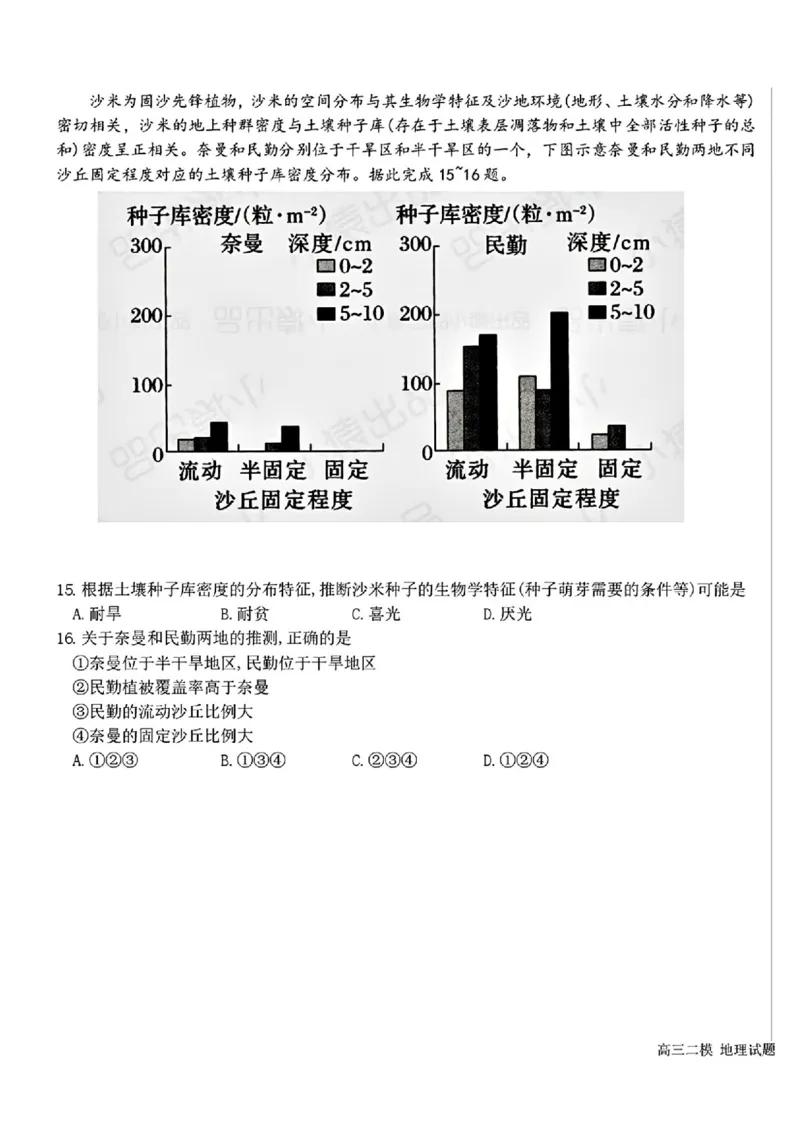 2025黑龙江哈尔滨六中高三第二次模拟考试地理含答案_2025年4月_250406黑龙江哈尔滨第六中学2025届高三第二次模拟考试（全科）
