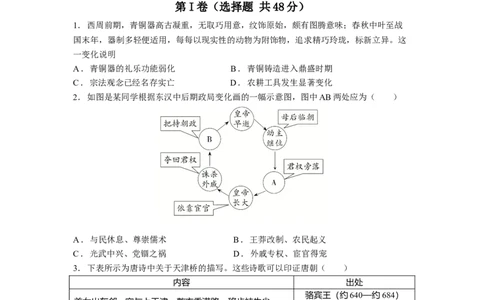 26届高三模拟预测一历史_2025年10月_251008四川省眉山中学校2026届高三上学期模拟预测一_四川省眉山中学校2026届高三上学期模拟预测一历史
