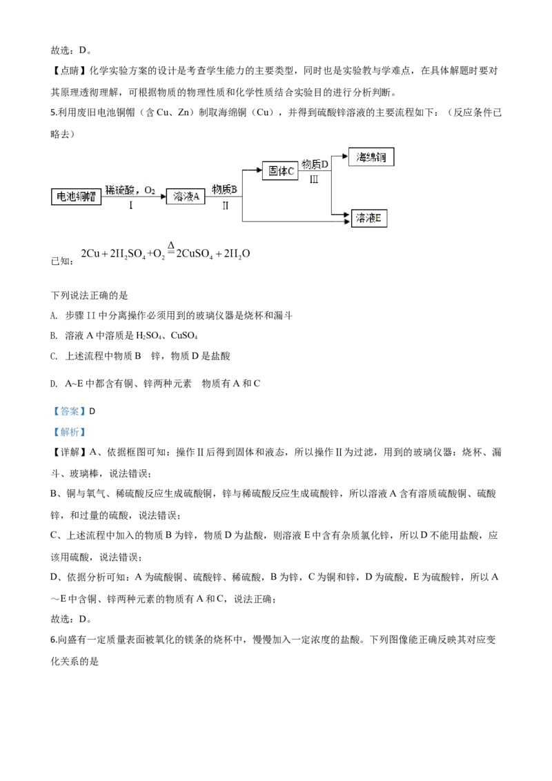 精品解析：内蒙古包头市2020年中考化学试题（解析版）_中考真题_5.化学中考真题2015-2024年_2020中考化学真题（113份）_2020年中考真题精品解析化学（内蒙古包头卷）精编word版