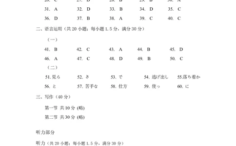 2025年呼和浩特市高三一模日语答案_2025年3月_250313内蒙古自治区呼和浩特市2025届高三第一次模拟考试（呼和浩特一模）
