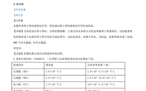 精品解析：山西省晋中市2020年中考生物试题（解析版）_中考真题_8.生物中考真题2015-2024年_2020生物真题74份_2020年中考真题精品解析生物(山西晋中卷)精编word版