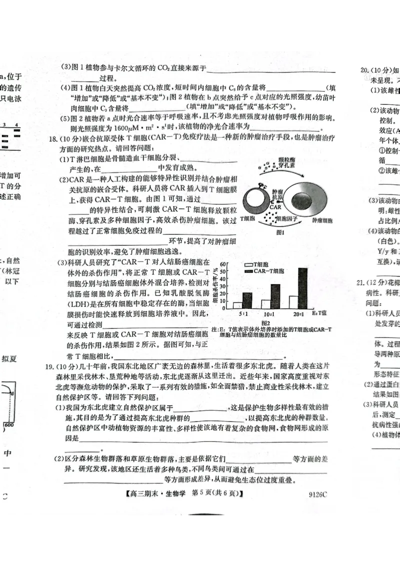 高三生物_2024届甘肃省酒泉市瓜州县第一中学高三上学期1月期末考试_甘肃省酒泉市瓜州县第一中学2024届高三上学期1月期末考试生物