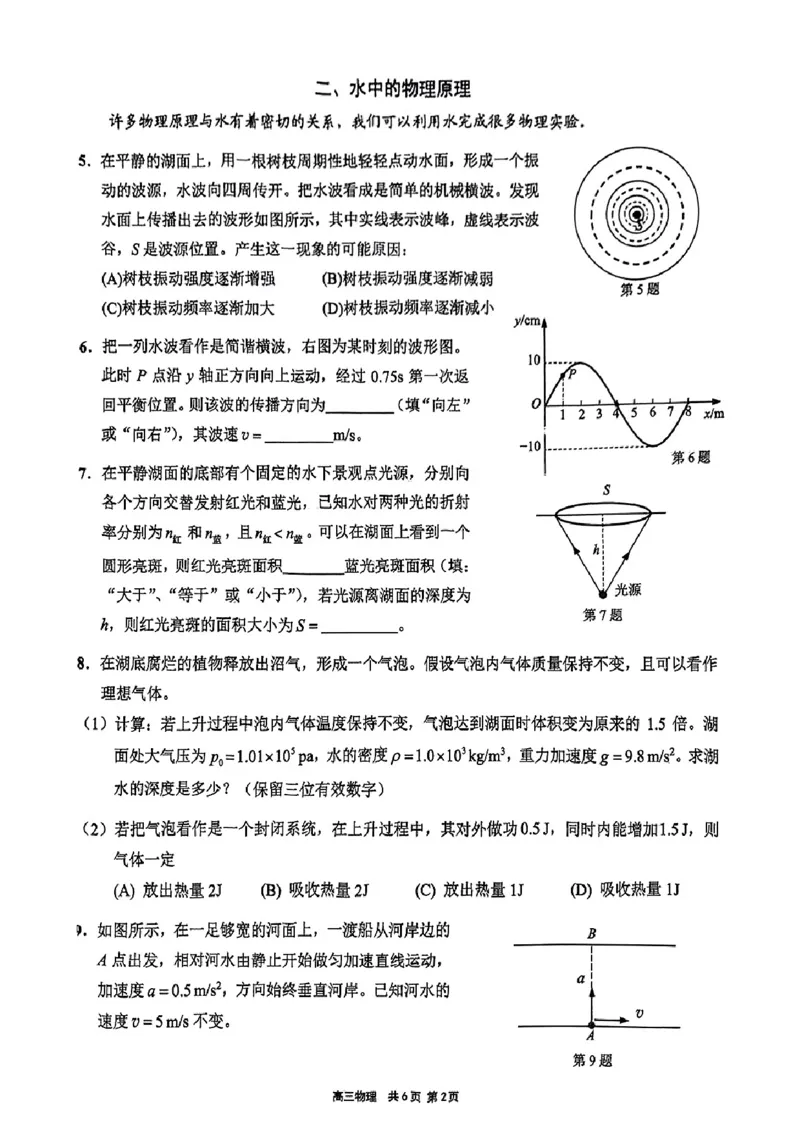 上海市崇明区2025届高三第二次模拟考试物理+答案_2025年4月_250407上海市崇明区2025届高三第二次模拟考试