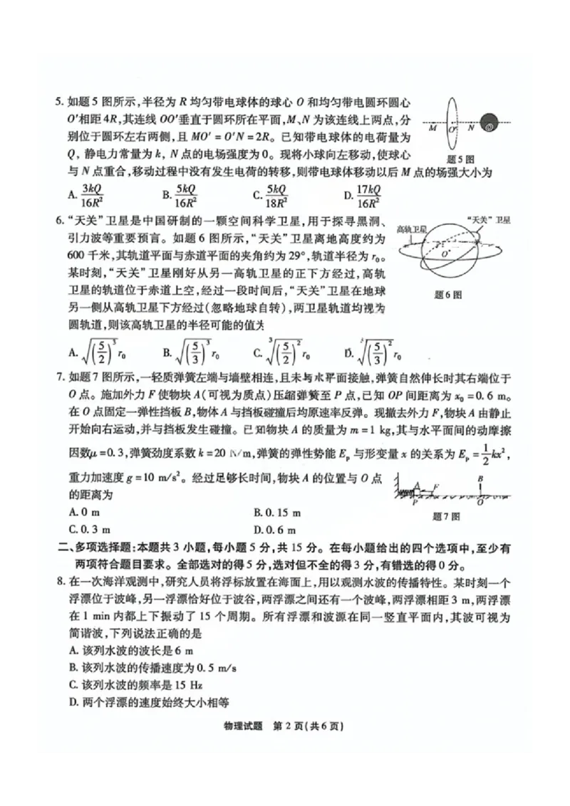 2025届重庆市高三下学期第六次质量检测物理试题（PDF版，含解析）_2025年2月_250218重庆市南开中学2025届高三第六次质量检测（全科）