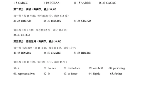 云南省曲靖市2024-2025学年高三年级第二次教学质量监测英语答案_2025年4月_250427云南省曲靖市2024-2025学年高三年级第二次教学质量监测（全科）