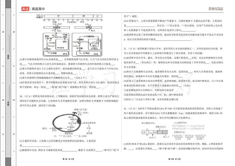 (8.18)-点睛押题卷&mdash;&mdash;河北卷_2024高考押题卷_132024高途全系列_26高途点睛卷_2024点睛密卷-生物