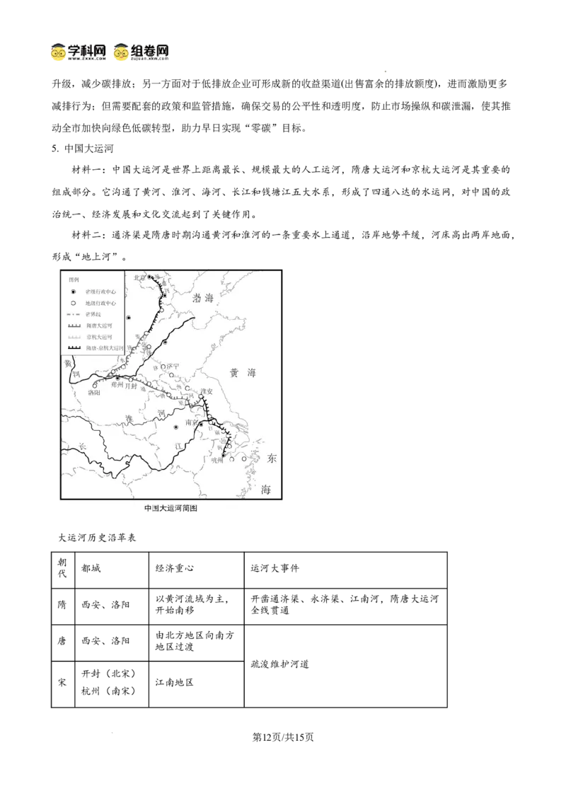 上海市浦东新区2024学年度第二学期高中教学质量检测地理答案_2025年4月_250408上海市浦东新区2024学年度第二学期高中教学质量检测（全科）