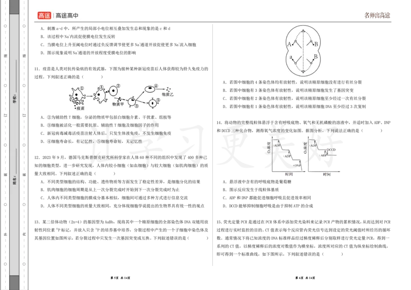 (8.20)-点睛押题卷&mdash;&mdash;黑龙江卷_2024高考押题卷_132024高途全系列_26高途点睛卷_2024点睛密卷-生物