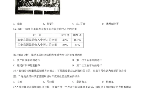 精品解析：湖南省株洲市2020年中考历史试题（原卷版）_中考真题_6.历史中考真题2015-2024年_2020历史真题79份_2020年中考真题精品解析历史（湖南株洲卷）精编word版