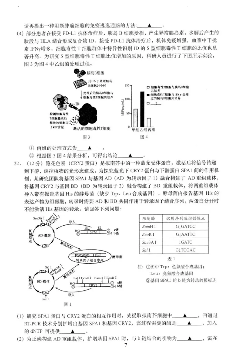 2025届江苏省如皋市高三适应性调研考试历史试卷（三）生物（含答案）_2025年5月_250523江苏省南通市如皋市2025届高三下学期高考适应性考试（三）（如皋3.5模）（全科）