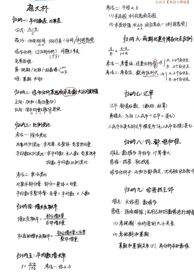 高照超大杯归纳笔记_2026考公资料_（06）高照_高照资料笔记合集_高照丨24资料分析笔记（含速算）