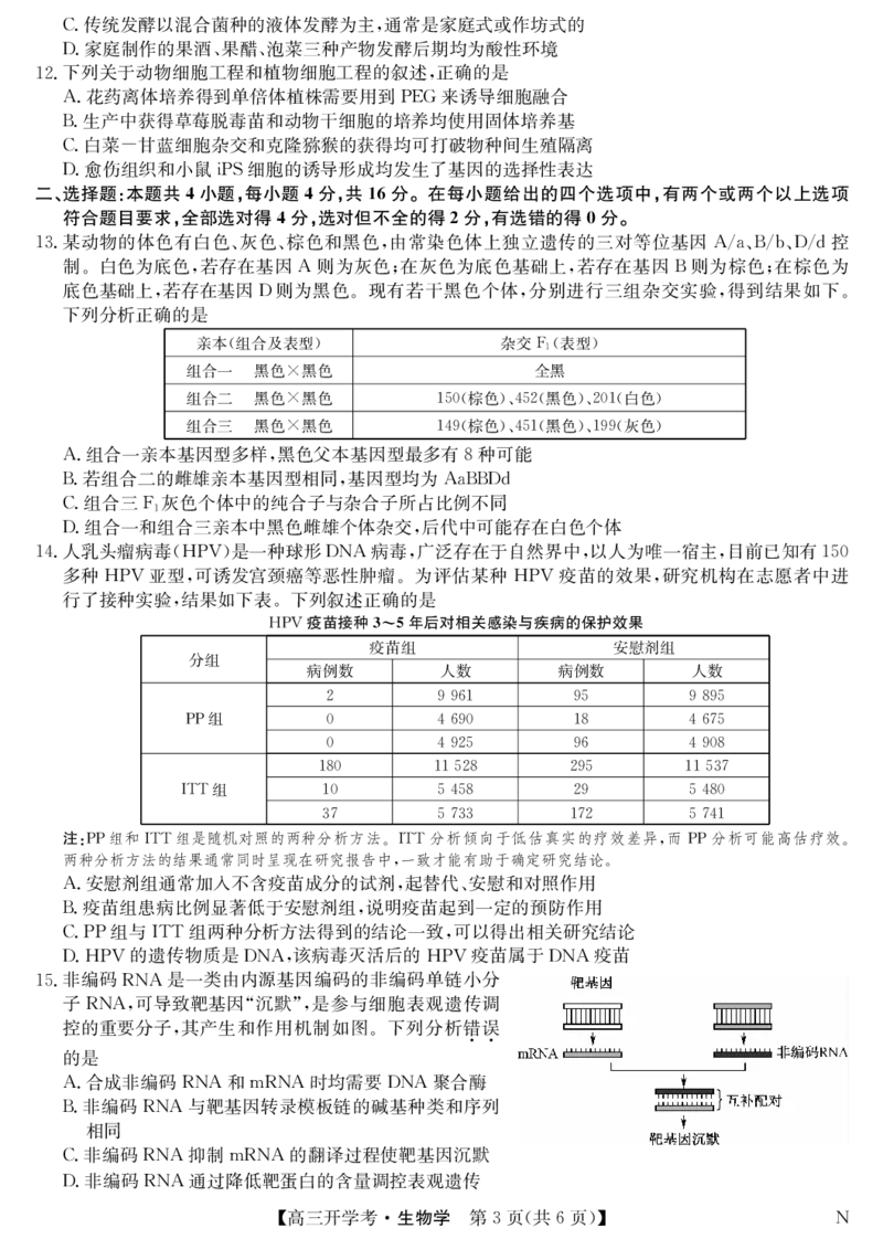 九师联盟2025届高三下学期2月开学考试生物_2025年2月_250210九师联盟2025届高三下学期2月开学考试试题（全科）_九师联盟2025届高三下学期2月开学考试生物
