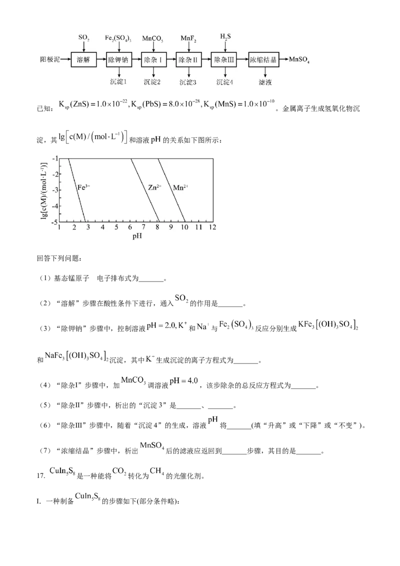 2025年1月八省联考高考综合改革适应性测试&mdash;&mdash;高三化学（四川卷）Word版无答案_2025年1月_❤2025年高考综合改革适应性演练（八省联考）(1)