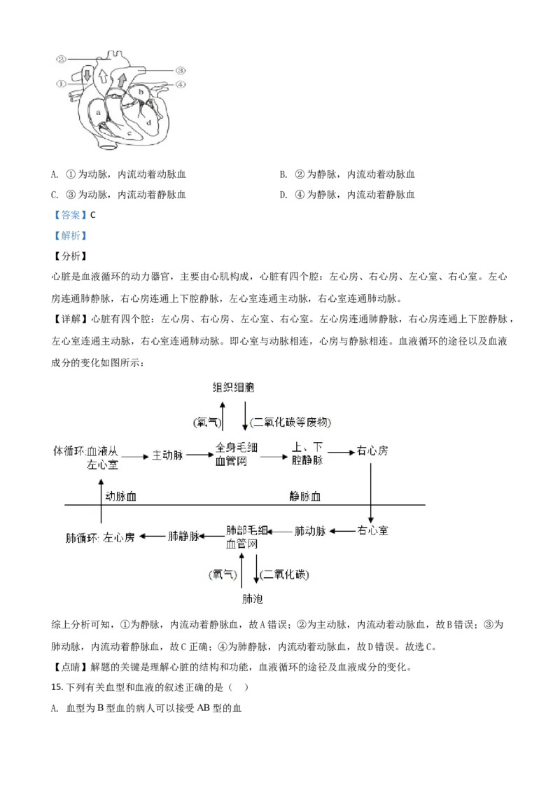 精品解析：内蒙古赤峰市2020年中考生物试题（解析版）_中考真题_8.生物中考真题2015-2024年_2020生物真题74份_2020年中考真题精品解析生物（内蒙古赤峰卷）精编word版